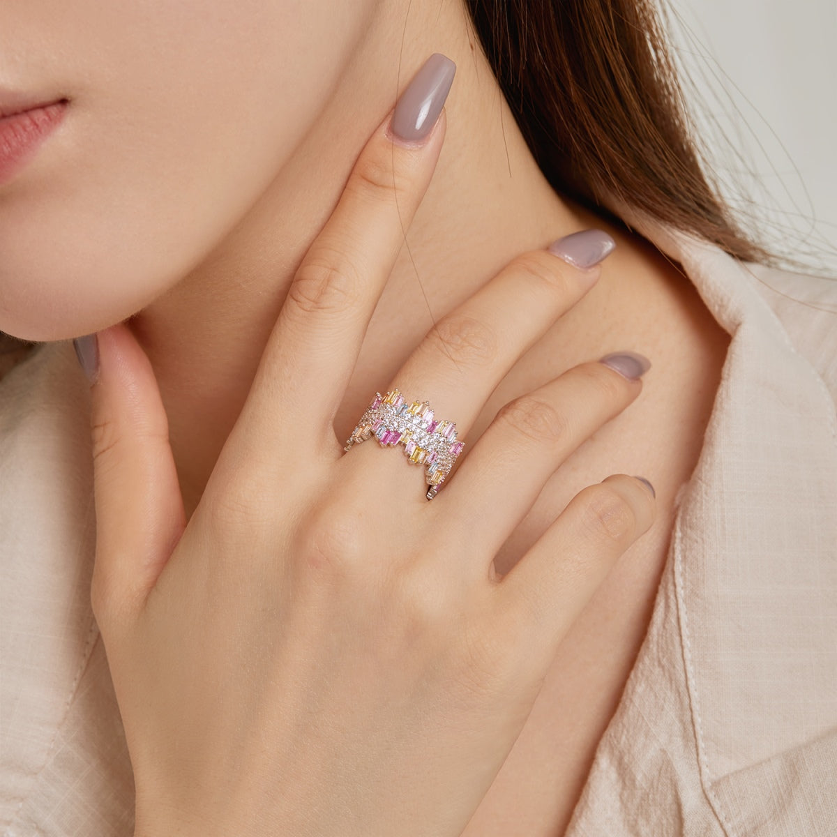 [LuckyStar]Luxurious Colorful Radiant Cut Daily Ring