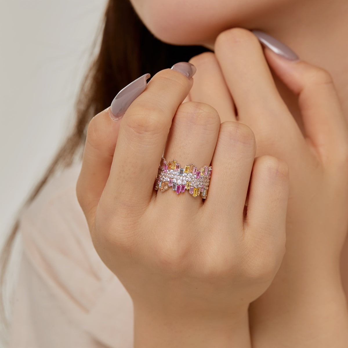 [LuckyStar]Luxurious Colorful Radiant Cut Daily Ring