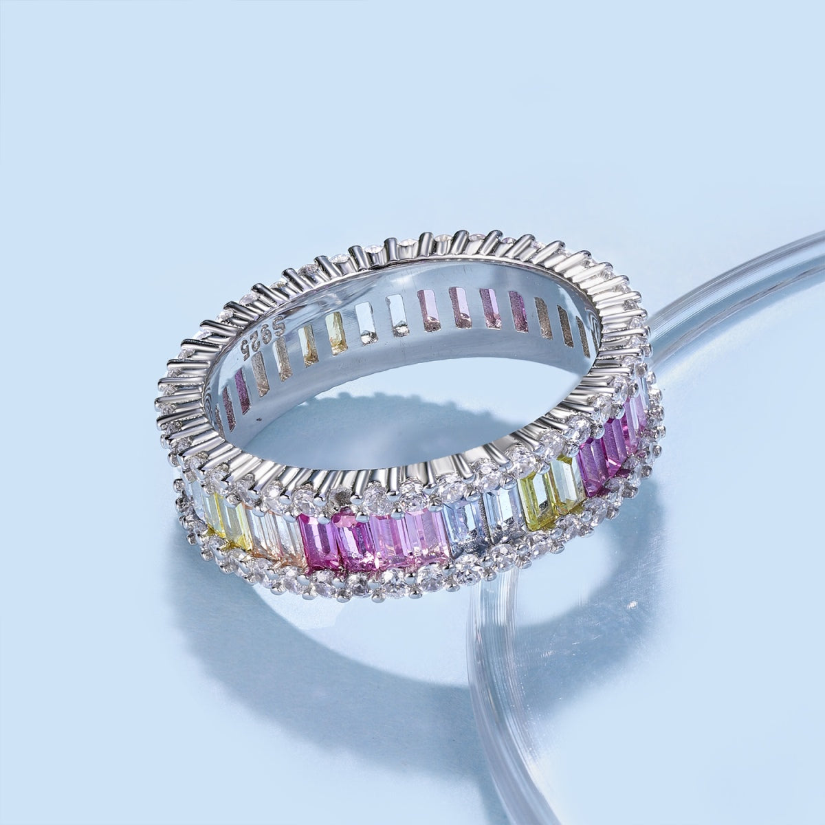 [LuckyStar]Dainty Kaleidoscopic Emerald Cut Daily Ring