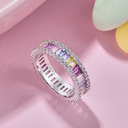 [LuckyStar]Dainty Kaleidoscopic Emerald Cut Daily Ring