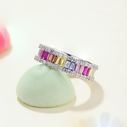 [LuckyStar]Dainty Kaleidoscopic Emerald Cut Daily Ring