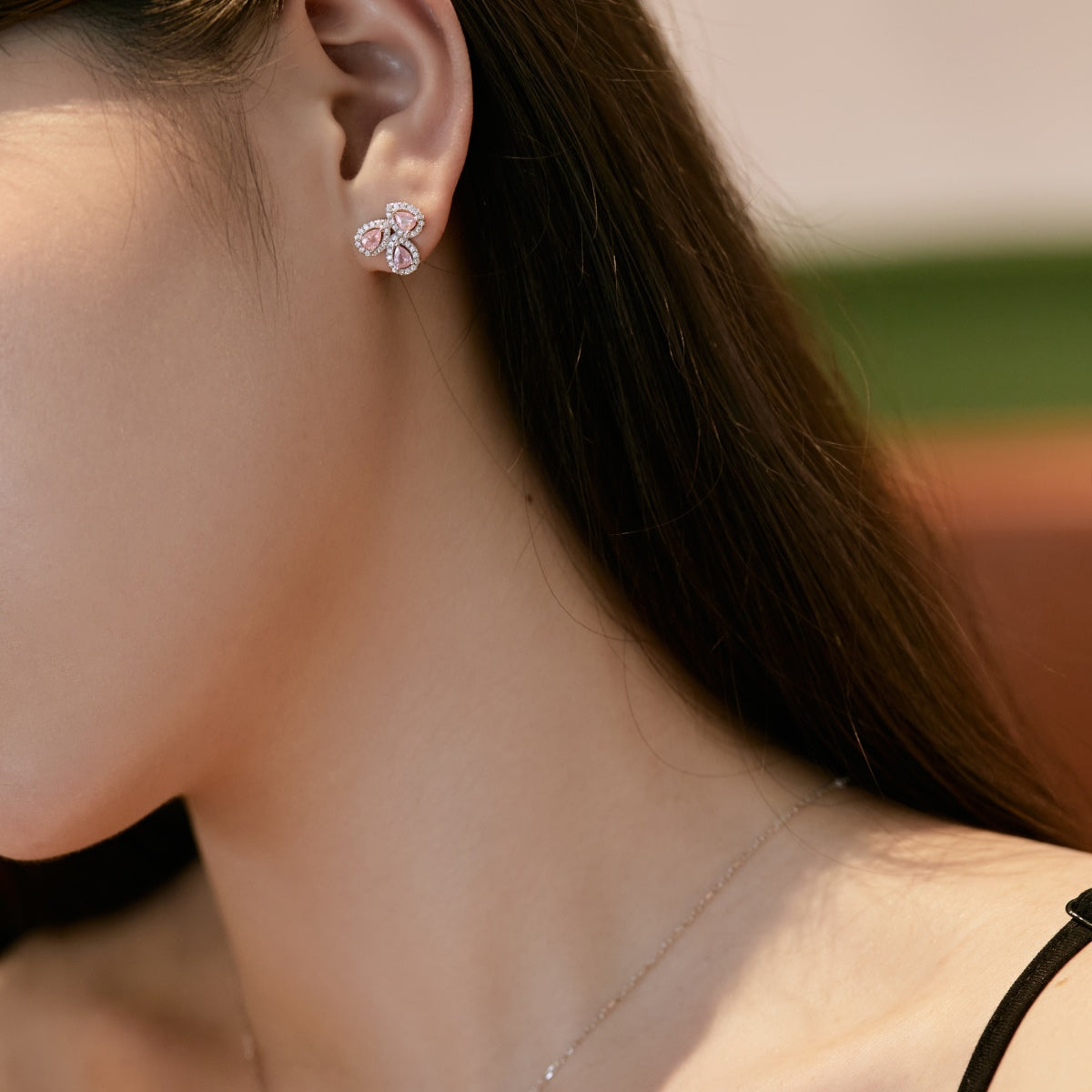 [LuckyStar]Ornate Flower Shape Pear Cut Lover Earrings
