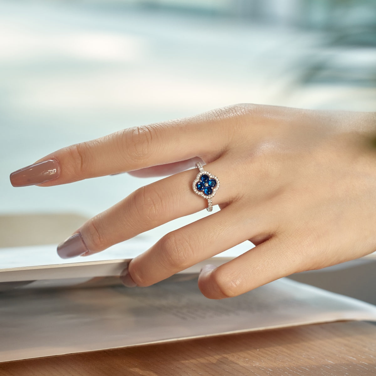 [LuckyStar]Four Leaf Clover Flower Design Ring