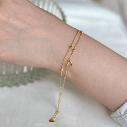 [LuckyStar]Dainty Double Layer Love Heart Bracelet