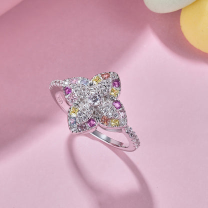 [LuckyStar]Luxurious Colorful Flower Shape Banquet Ring