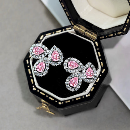 [LuckyStar]Ornate Flower Shape Pear Cut Lover Earrings