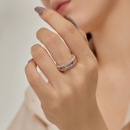 [LuckyStar]Dainty Colorful Radiant Cut Daily Ring
