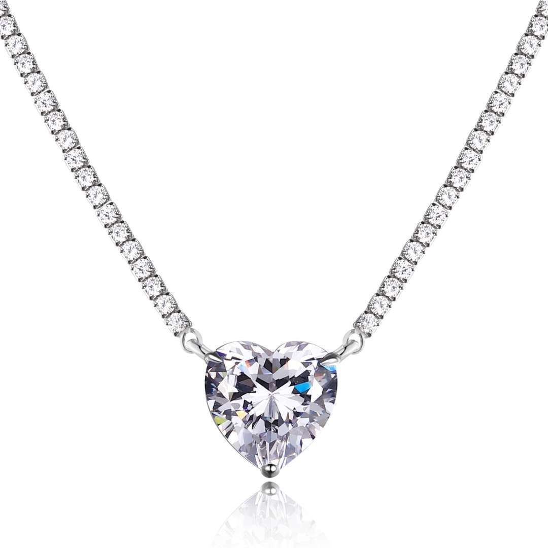 [LuckyStar]8.0 Carat Versatile Colorful Sweet Heart-Shaped Tennis Necklace