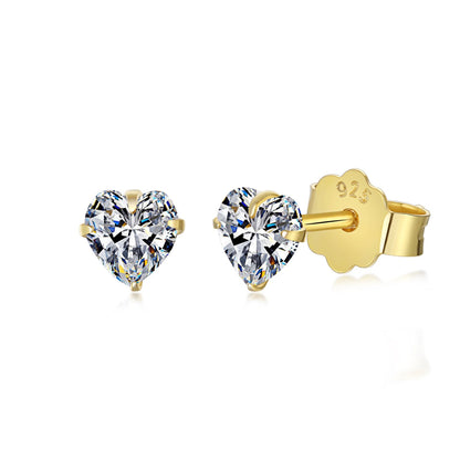 [LuckyStar]Sparkling Heart Shaped Simple Earrings