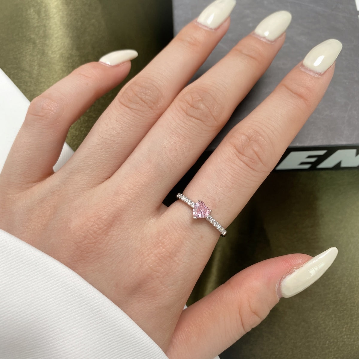 [LuckyStar]0.5 Carat CaratEternity Charming Heart Shape Lover Ring
