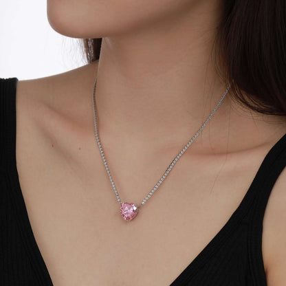 [LuckyStar]8.0 Carat Versatile Colorful Sweet Heart-Shaped Tennis Necklace