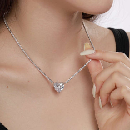 [LuckyStar]8.0 Carat Versatile Colorful Sweet Heart-Shaped Tennis Necklace