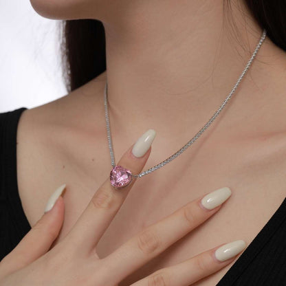 [LuckyStar]8.0 Carat Versatile Colorful Sweet Heart-Shaped Tennis Necklace