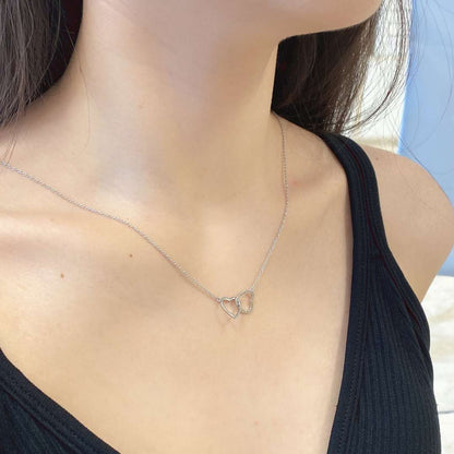 [LuckyStar]Sterling Silver Love Double Ring Necklace