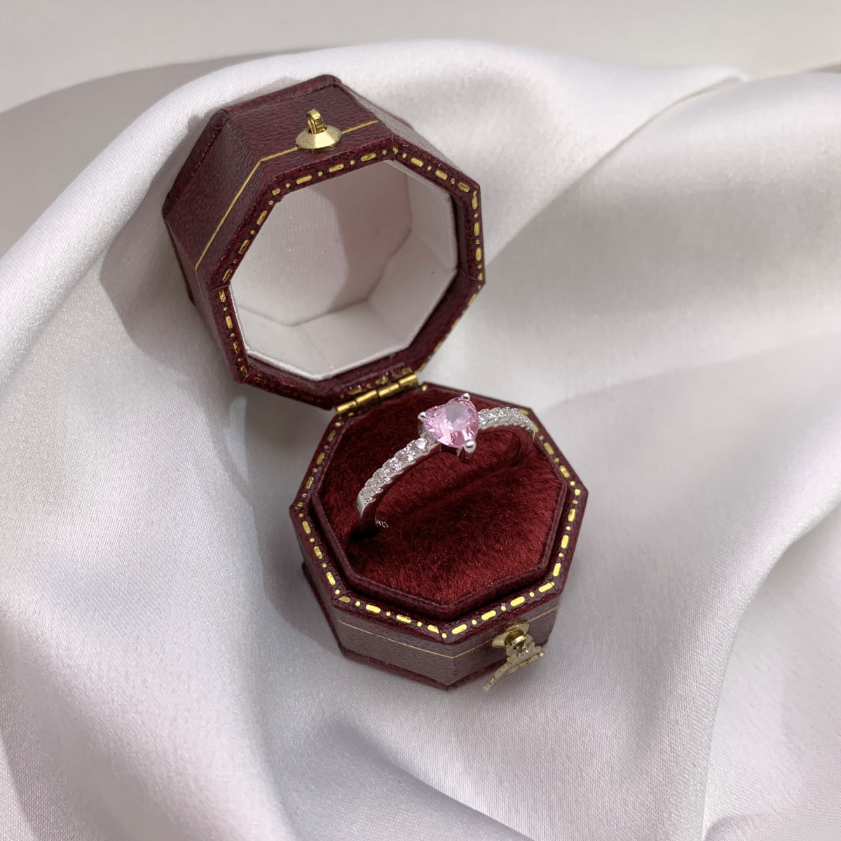 [LuckyStar]0.5 Carat CaratEternity Charming Heart Shape Lover Ring