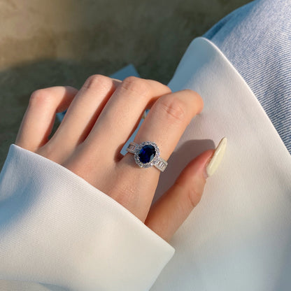 [LuckyStar] 1,5 Karat schillernder, charmanter Bankettring im Ovalschliff