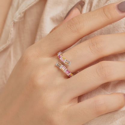 [LuckyStar]Charming Colorful Radiant Cut Adjustable Daily Ring