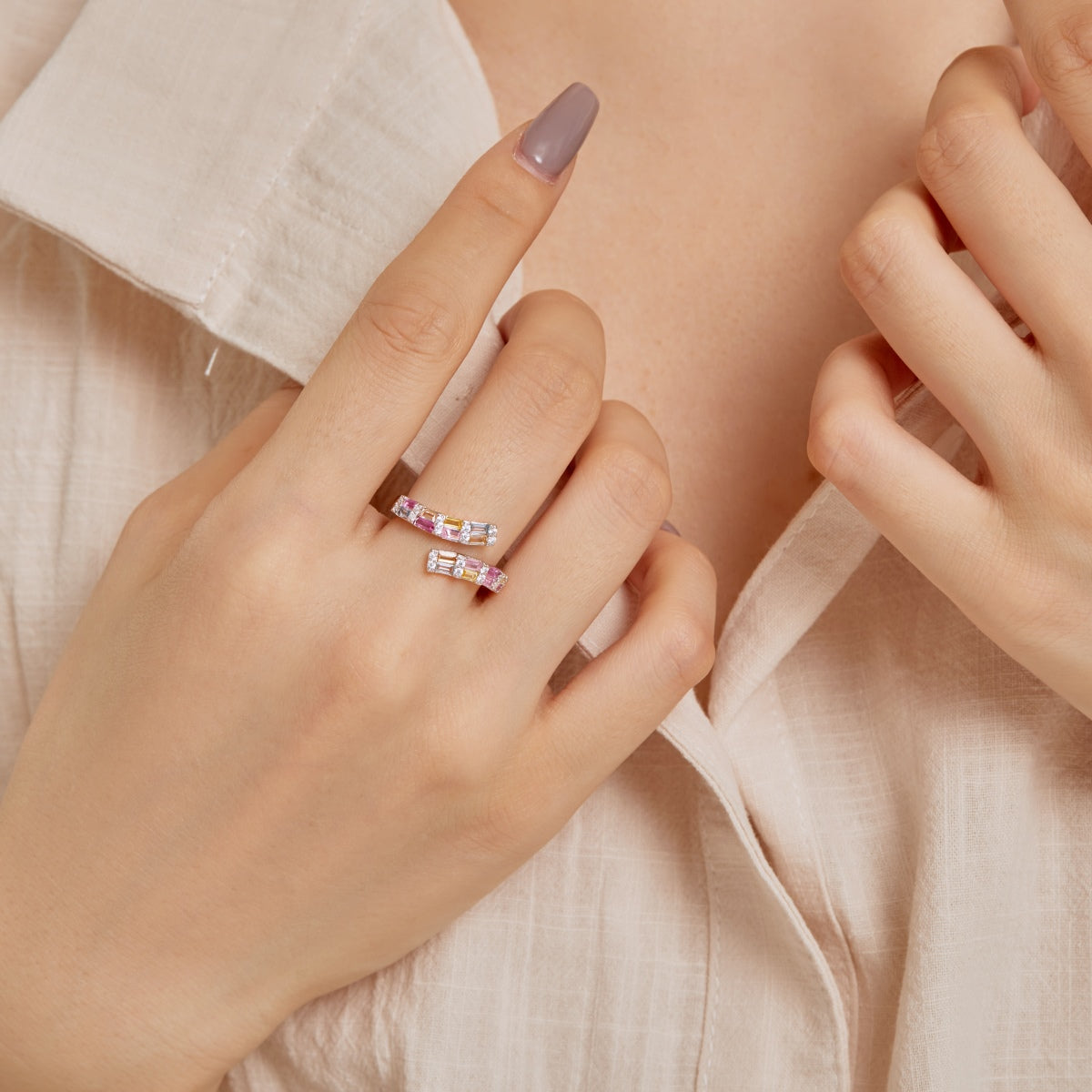 [LuckyStar]Charming Colorful Radiant Cut Adjustable Daily Ring