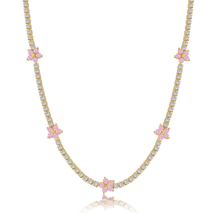 [LuckyStar]Luxurious Colorful Flower Tennis Necklace