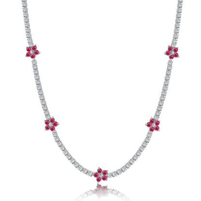 [LuckyStar]Luxurious Colorful Flower Tennis Necklace
