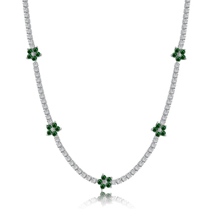 [LuckyStar]Luxurious Colorful Flower Tennis Necklace