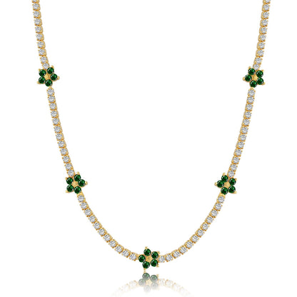 [LuckyStar]Luxurious Colorful Flower Tennis Necklace
