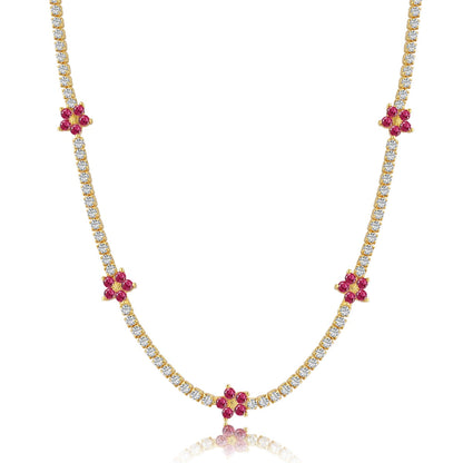 [LuckyStar]Luxurious Colorful Flower Tennis Necklace
