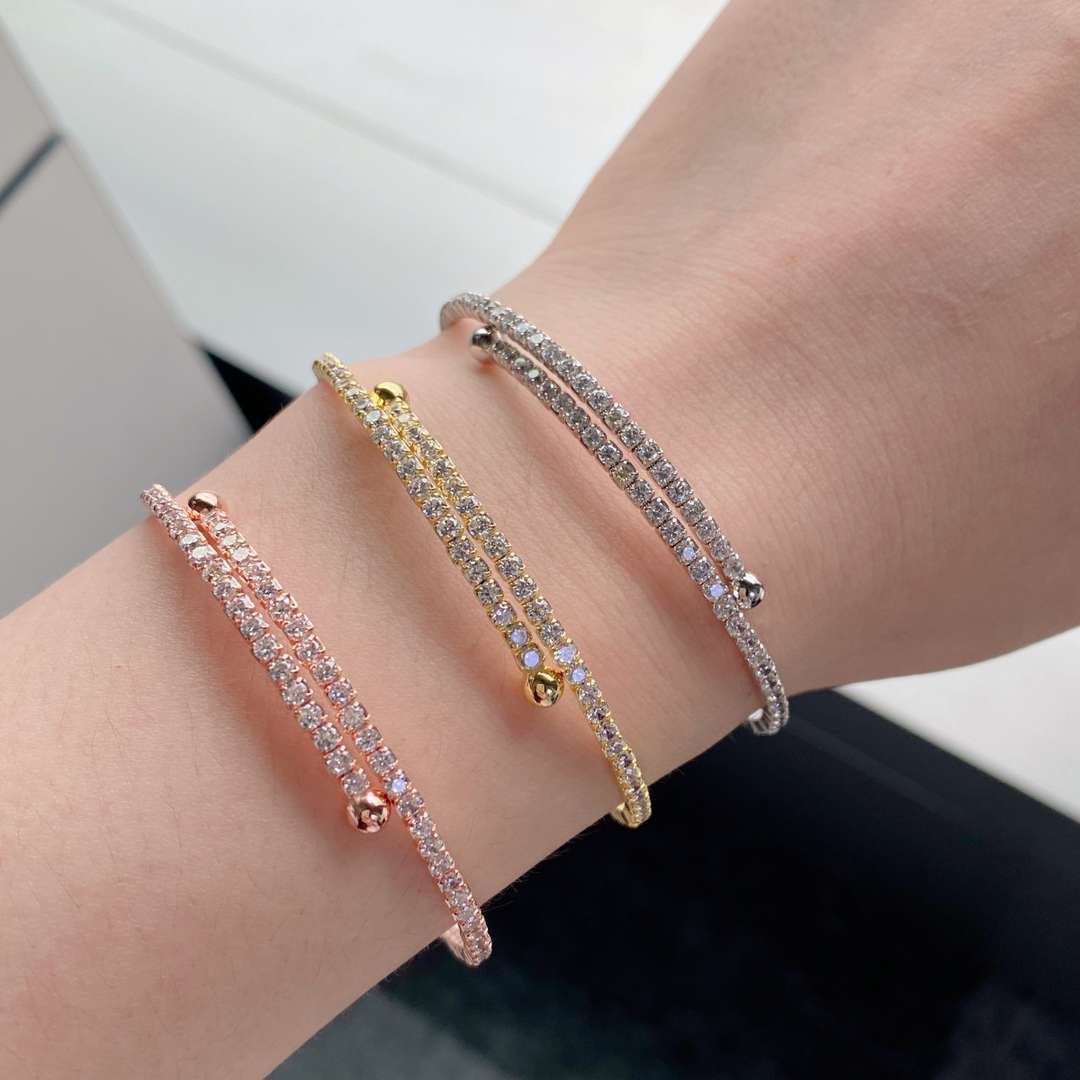 [LuckyStar]Row of Diamonds Round Fashion Bracelet