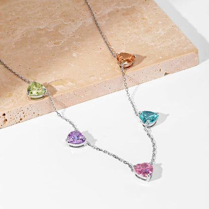 [LuckyStar]Sparkling Colorful Heart Cut Necklace