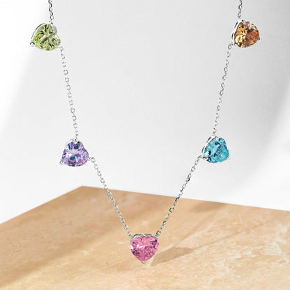 [LuckyStar]Sparkling Colorful Heart Cut Necklace