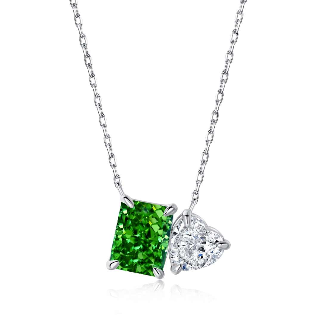 [LuckyStar]Dazzling Square & Heart Shape Necklace