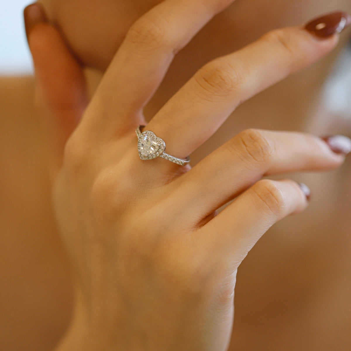 [LuckyStar]Eternity Splashy Romantic Heart Shape Lover Ring