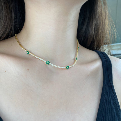 [LuckyStar]Luxurious Colorful Flower Tennis Necklace