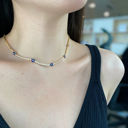 [LuckyStar]Luxurious Colorful Flower Tennis Necklace