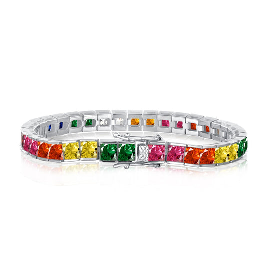 [LuckyStar]Radiant Colorful Princess Cut Tennis Bracelet