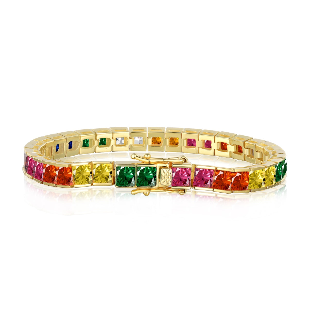 [LuckyStar]Radiant Colorful Princess Cut Tennis Bracelet