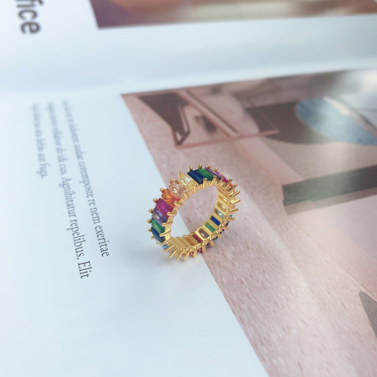 [LuckyStar]Unique Colorful Radiant Cut RIng