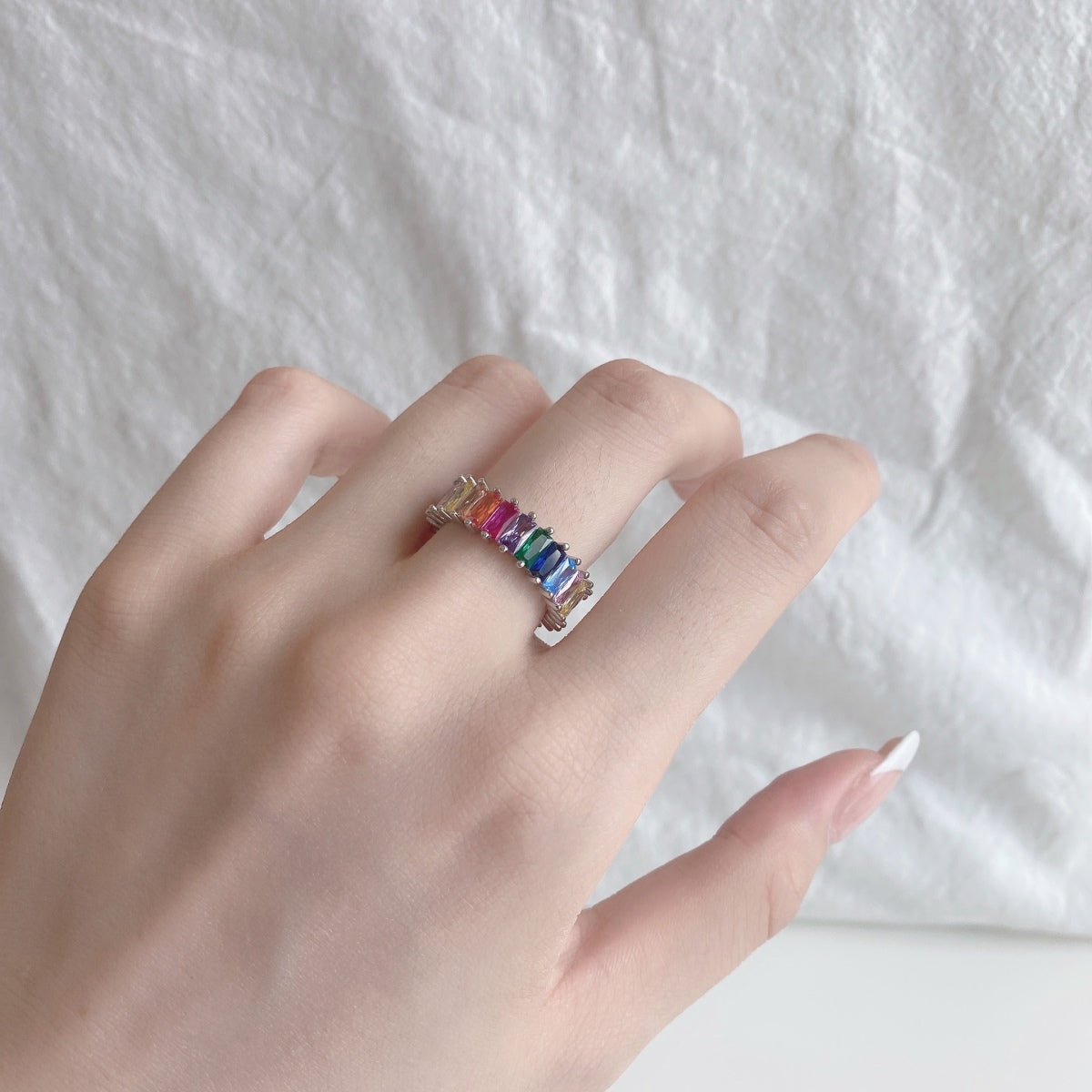 [LuckyStar]Unique Colorful Radiant Cut RIng