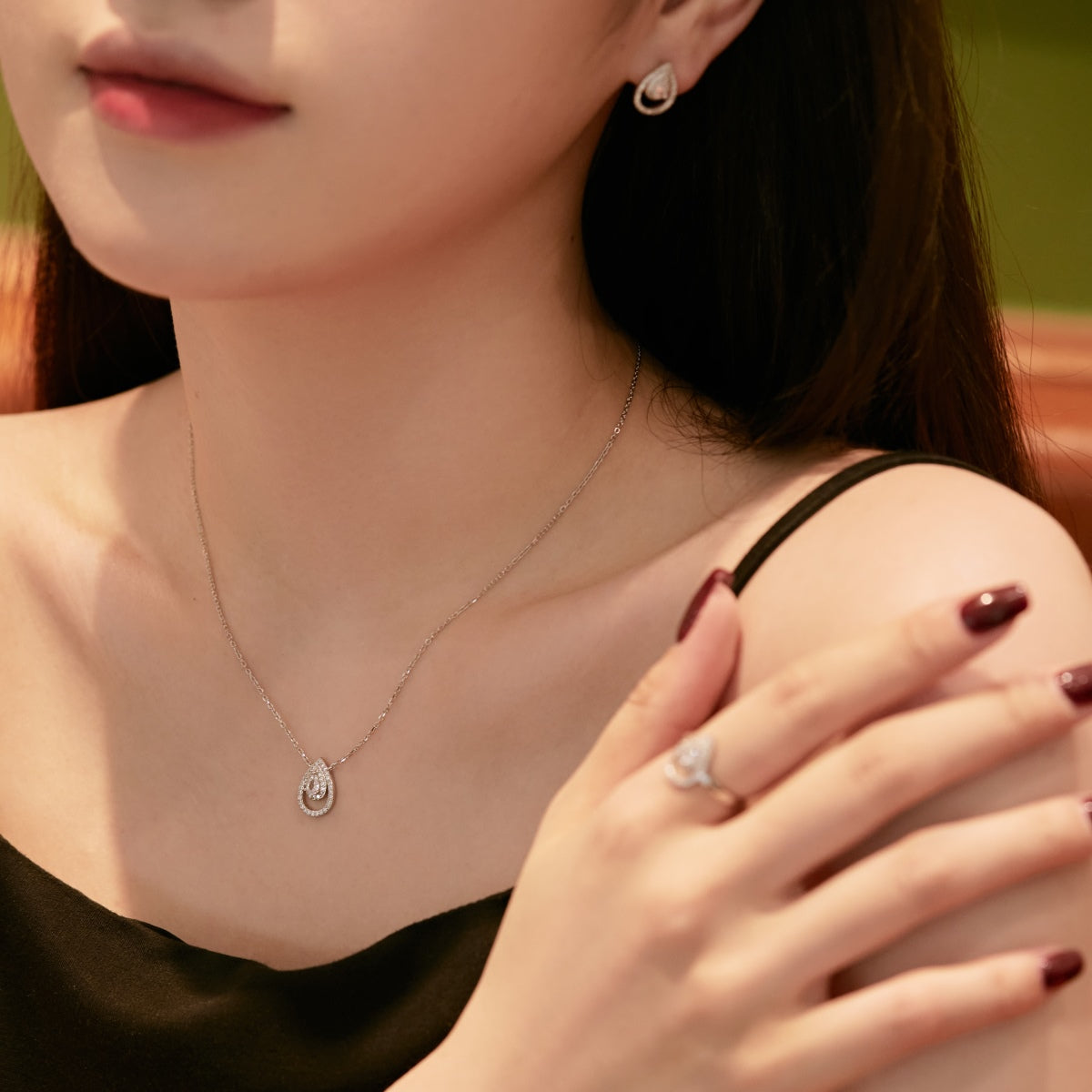 [LuckyStar]Sparkling Delicate Water Drop Shape Daily Earrings