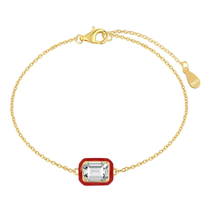[LuckyStar]2.0 Carat Sparkling Colorful Emerald Cut Daily Bracelet