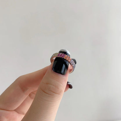 [LuckyStar]Unique Colorful Round Cut Tennis Ring