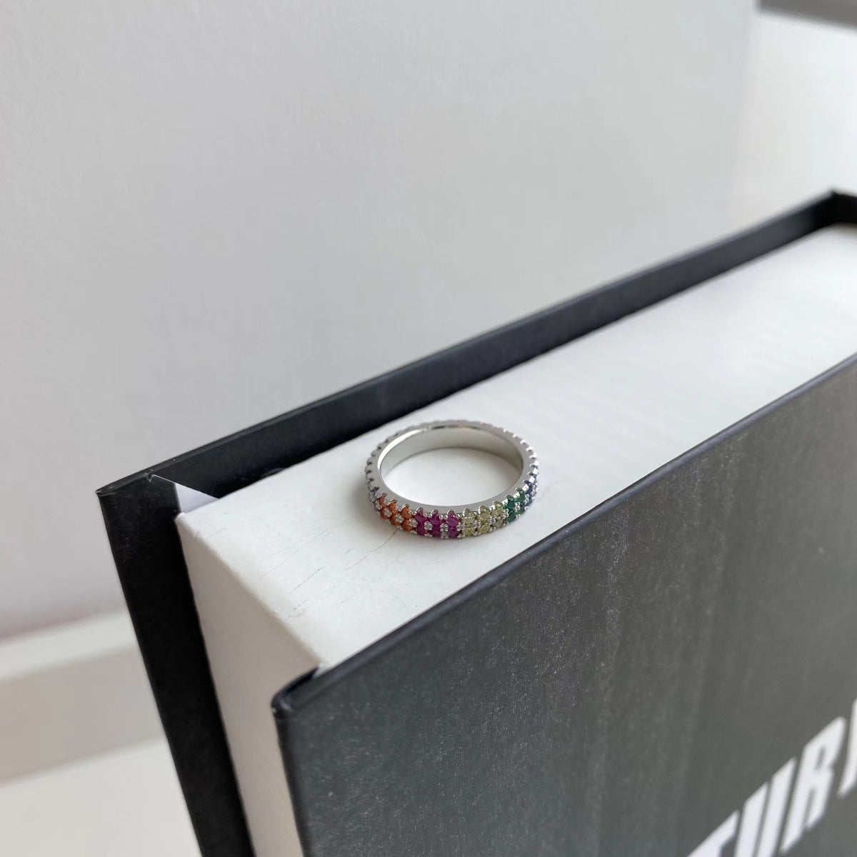 [LuckyStar]Unique Colorful Round Cut Tennis Ring