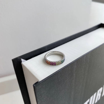 [LuckyStar]Unique Colorful Round Cut Tennis Ring