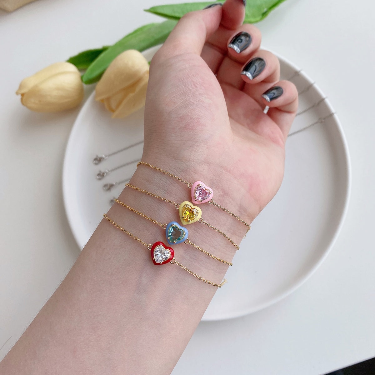 [LuckyStar]Sparkling Romantic Heart Shape Lover Bracelet