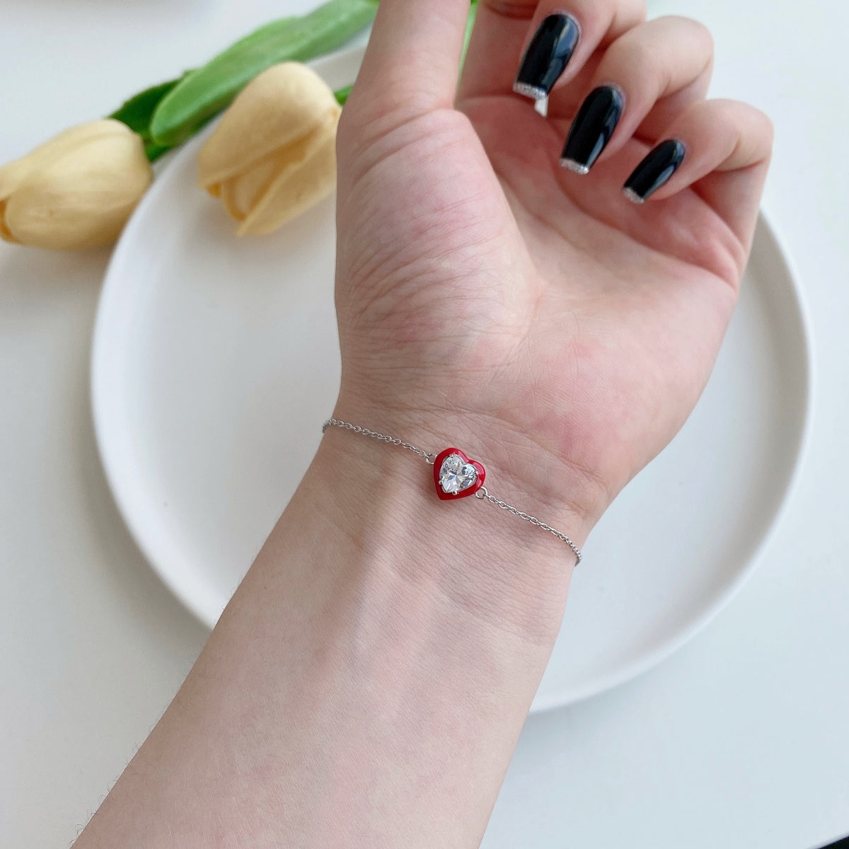 [LuckyStar]Sparkling Romantic Heart Shape Lover Bracelet