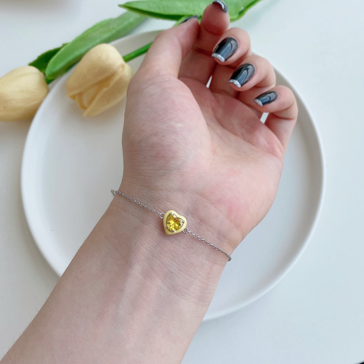 [LuckyStar]Sparkling Romantic Heart Shape Lover Bracelet
