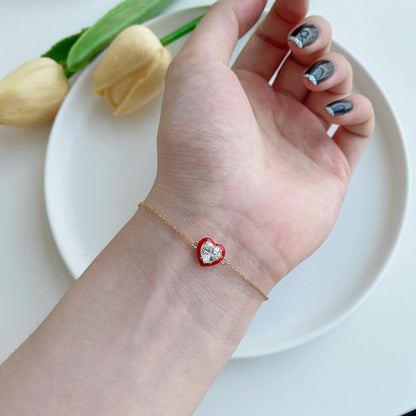 [LuckyStar]Sparkling Romantic Heart Shape Lover Bracelet