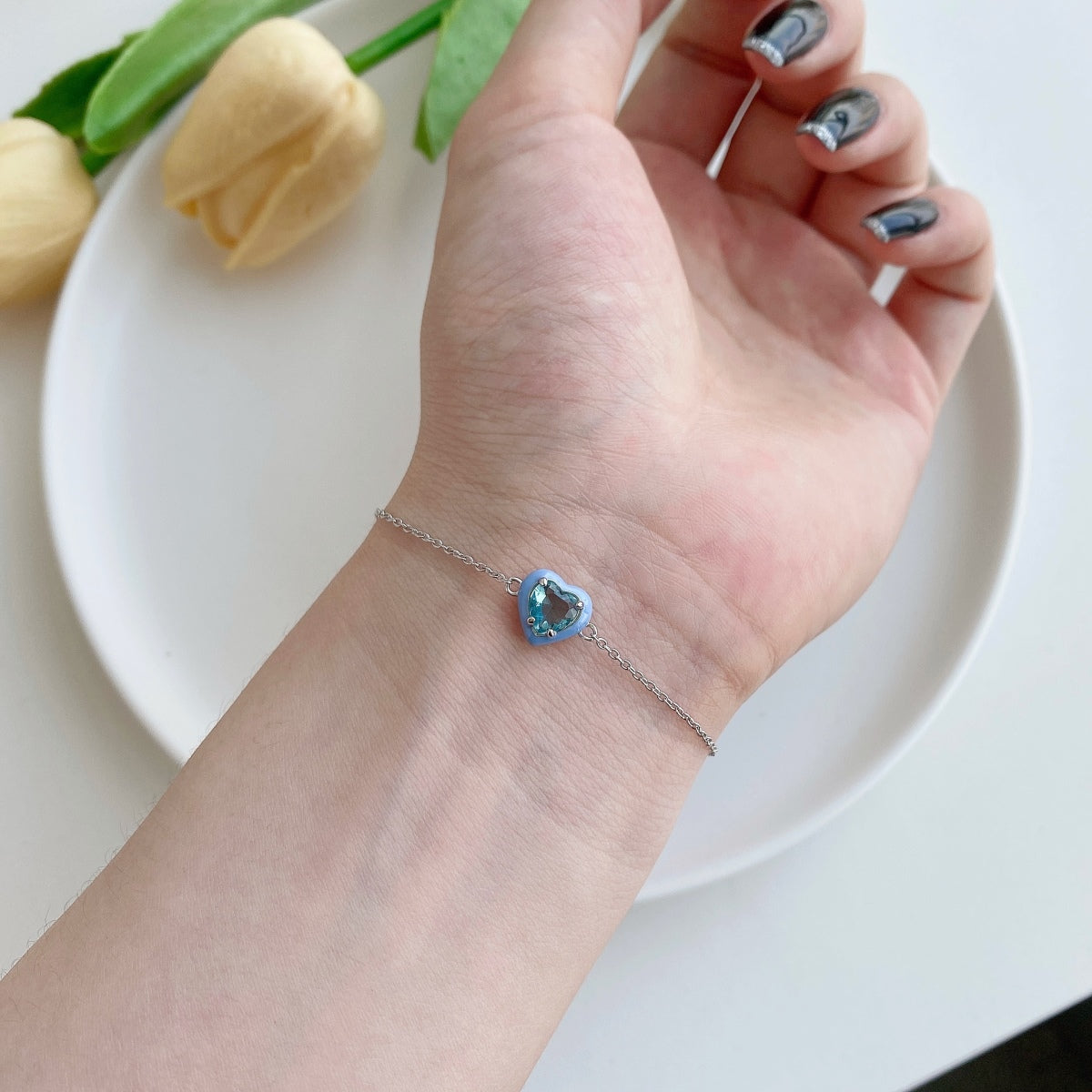 [LuckyStar]Sparkling Romantic Heart Shape Lover Bracelet