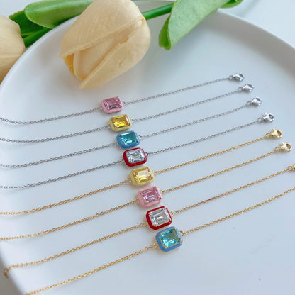 [LuckyStar]2.0 Carat Sparkling Colorful Emerald Cut Daily Bracelet