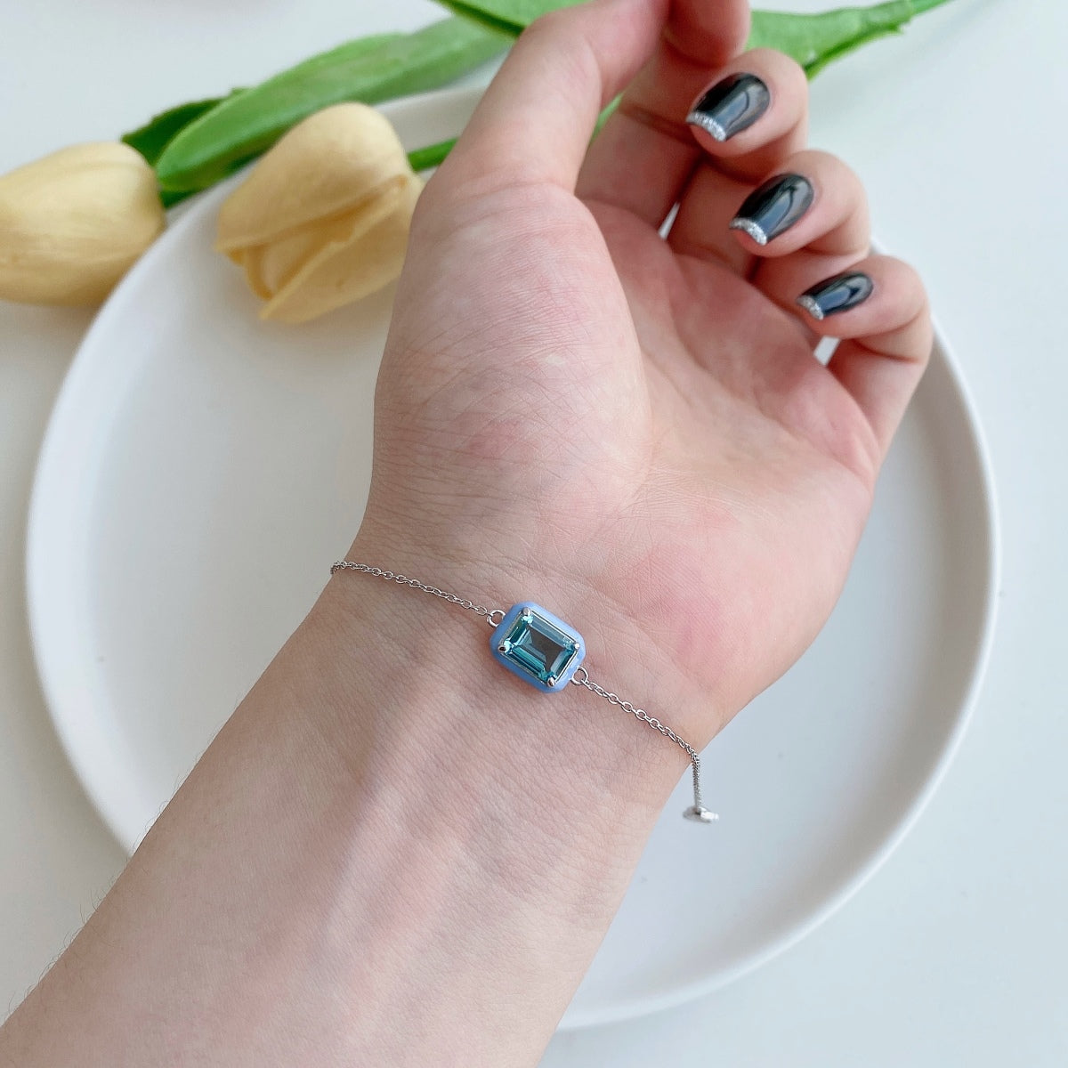 [LuckyStar]2.0 Carat Sparkling Colorful Emerald Cut Daily Bracelet
